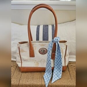 Coach Cream And Tan Bag